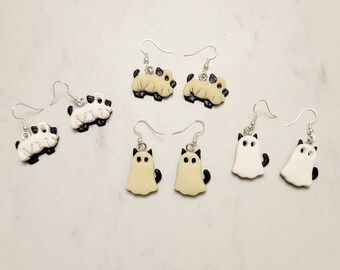 Glow in the Dark Pet Ghost Earrings l Cat Dog l Halloween Jewelry l Spooky Season l Gifts for Her l Polymer Clay Earrings l Dangle Earrings
