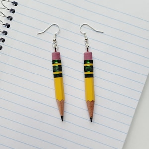 Ticonderoga Pencil Earrings l Gifts for Artist l Teacher Appreciation l Stationary l School Art Supplies l Classroom l Halloween Christmas