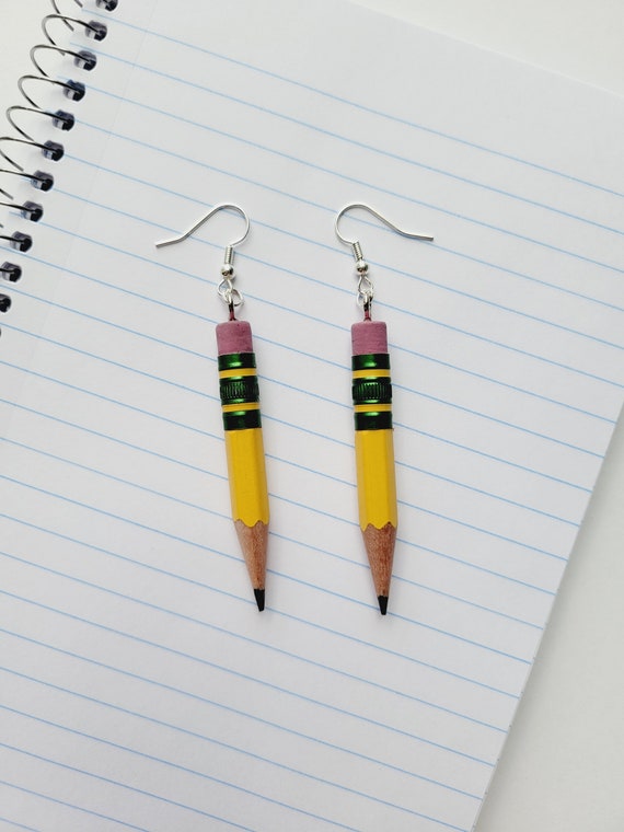 Ticonderoga Pencil Earrings l Gifts for Artist l Teacher Appreciation l Stationary l School Art Supplies l Classroom l Halloween Christmas