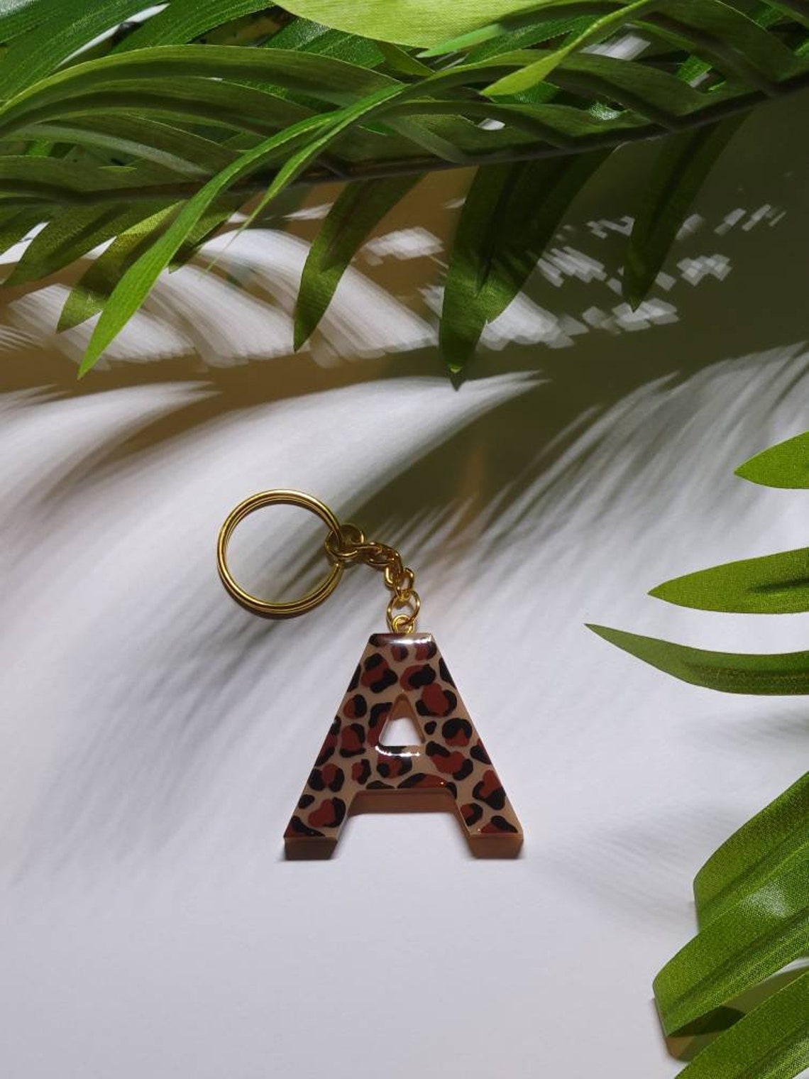 Cheetah Print Letter Keychain L Resin Keychain L Animal Print L ...