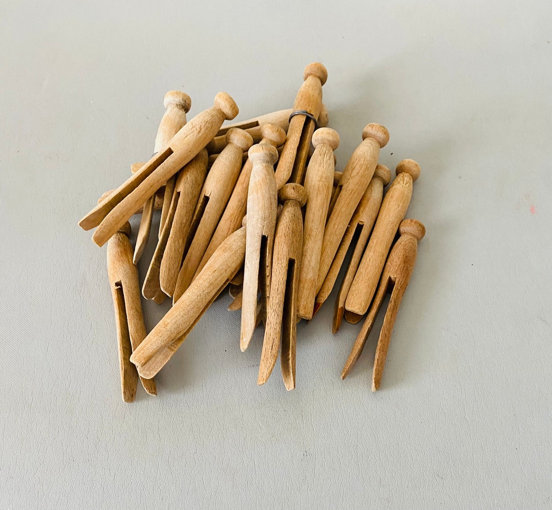 Vintage Wooden Clothespins Set of 20 Etsy