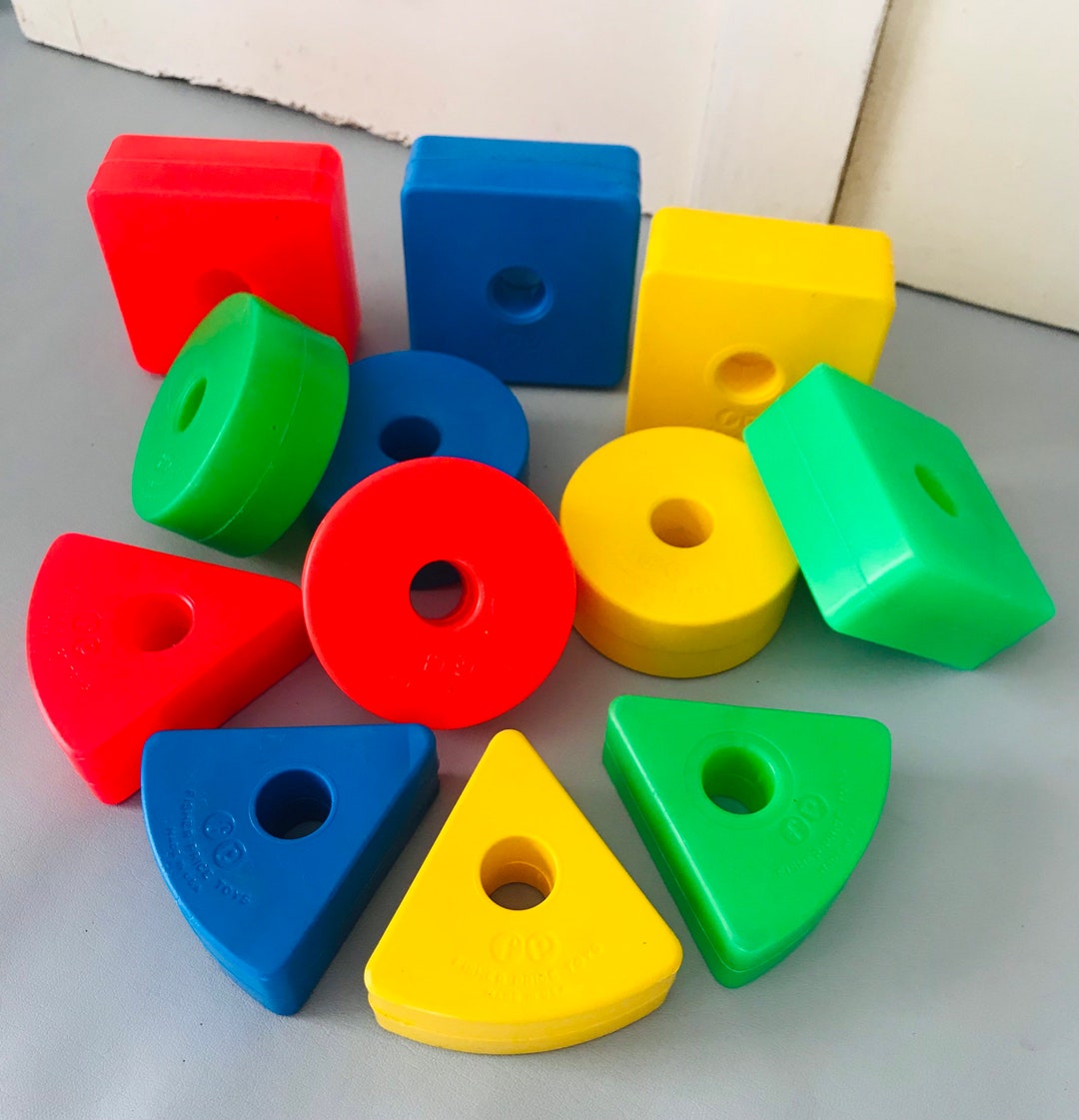 Vintage Fisher Price Stack Rings Squares and Triangles Etsy