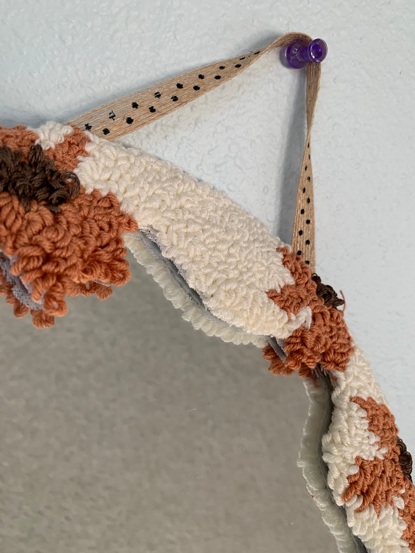 Floral Punch Needle Mirror Etsy