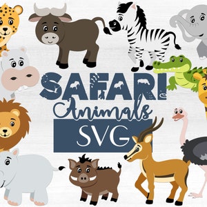 Safari Animals SVG, DXF, & PNG, Jungle Friends, Zoo Animals, Cute Baby Animals, Zebra, Elephant, Hippo, Giraffe, Cricut/Glowforge Files