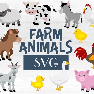 Farm Animals SVG & PNG for Cricut, Silhouette or Glowforge, Instant Download. Baby Farm Animals SVG, Group of Farm Animals