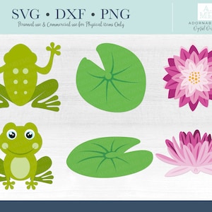 Sapo SVG, Lily Pad SVG, Lotus Flower SVG, Frog Clipart, Lotus Clipart, Lily Pad Clipart, arquivo de corte svg para Cricut, Silhouette e cortador a laser