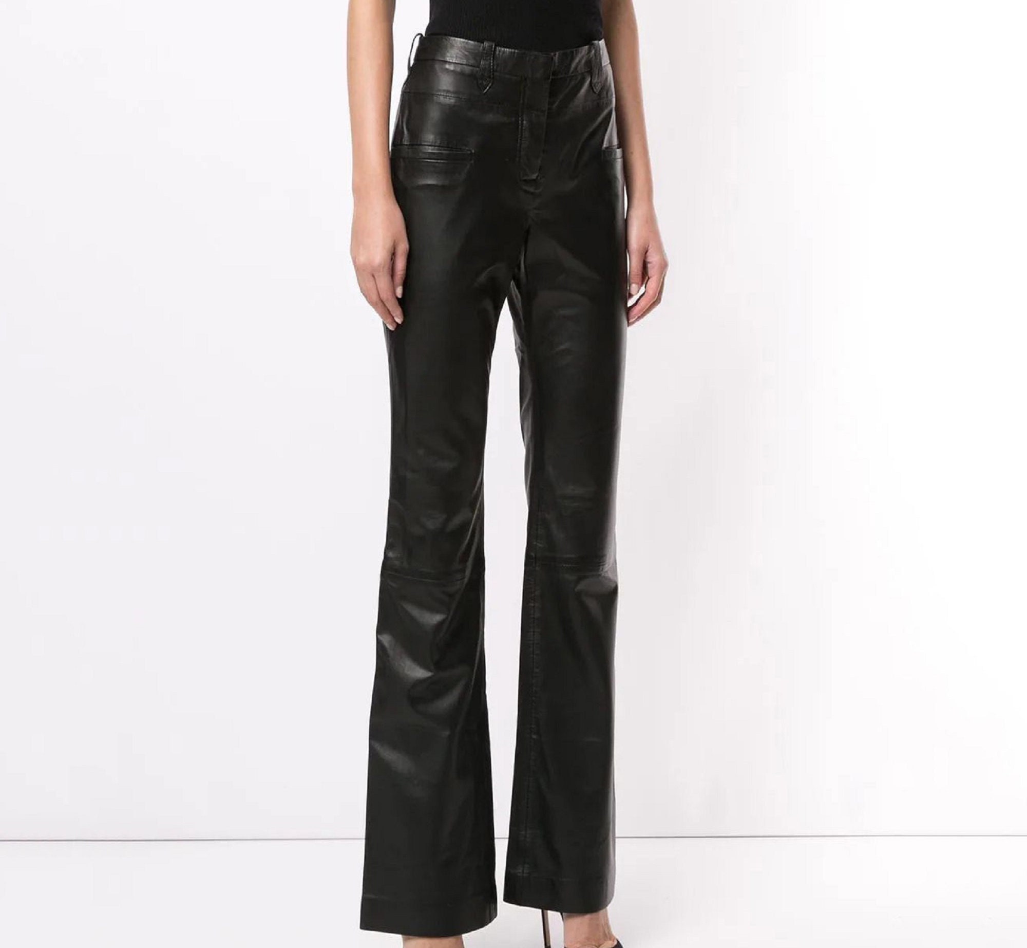 Flare Leather Pants - Etsy Flare Leather Pants - Etsy