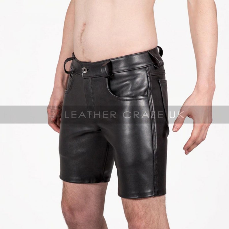Mens Leather Shorts Handmade Genuine Black Leather Mens Etsy