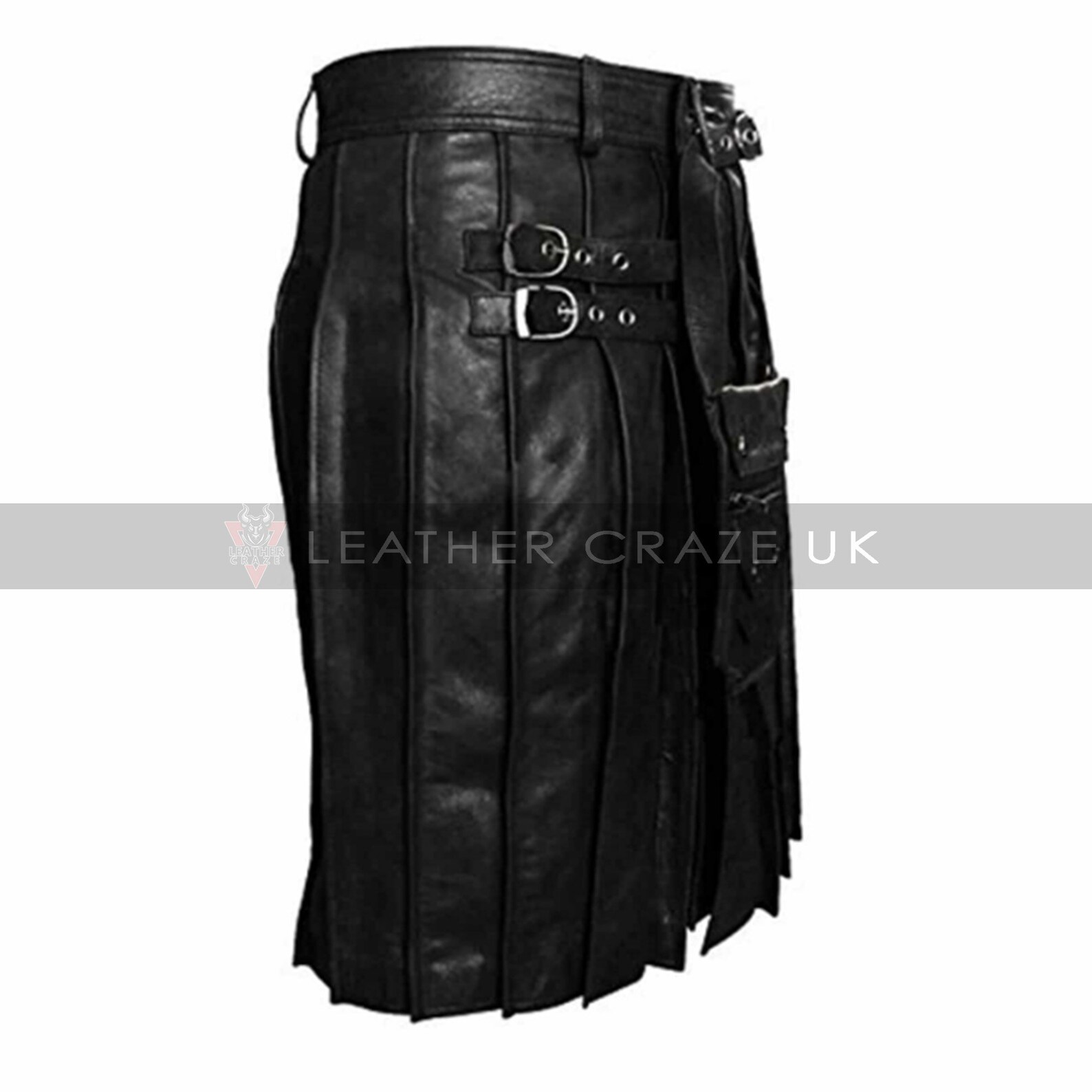 Men Genuine Hand Made Cow Leather Kilt Black Utility Larp Kilt Etsy