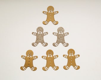 6 x Die Cut Gingerbread Men Card Embellishments