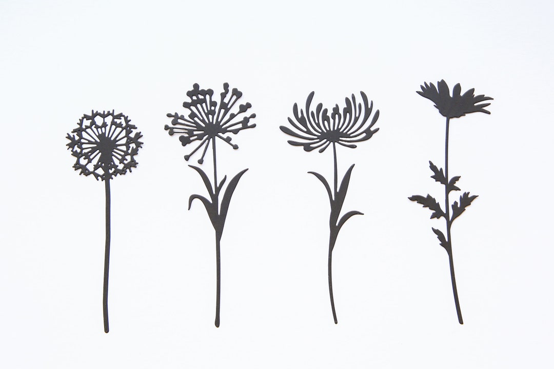 Long Stemmed Flowers Die Cut Card Embellishments Etsy