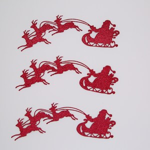 3 x Weihnachtsmann im Schlitten Silhouette Die Cuts in der Roten Glitter Karte - Karten Verzierungen, Karten machen