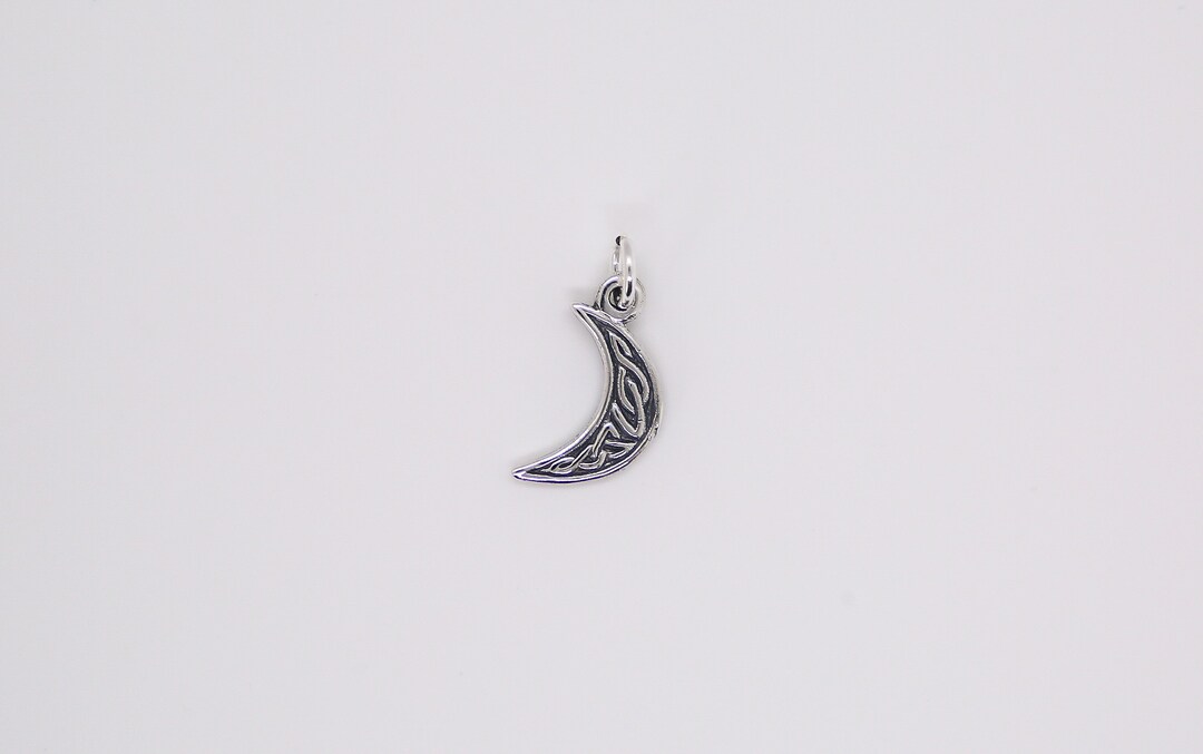 925 Sterling Silver Crescent Moon Charm / Pendant Double Sided - Etsy