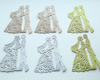 Pack of 6 Die Cut Bride and Groom Craft Embellishments