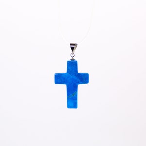 Blue Howlite Cross Pendant - Craft Supplies