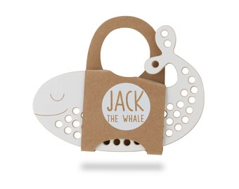 Jack the Whale - Threading board wooden Toy, Montessori Toy, Lacing Toy