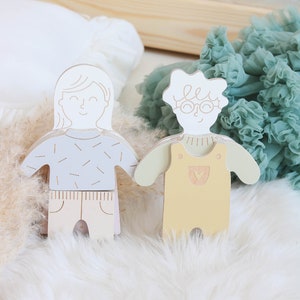 Magnetic Doll Finn with clothes, wooden toy image 6