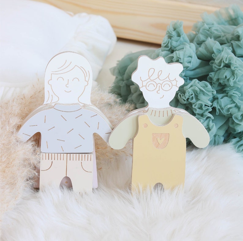 Magnetic Doll Finn with clothes, wooden toy image 6