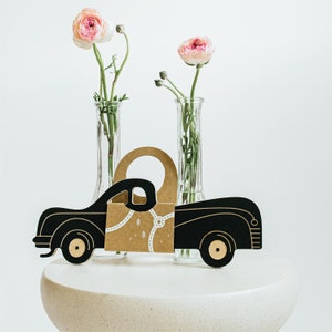 Coche retro, pizarra, juguete de madera para niños, regalo de Navidad