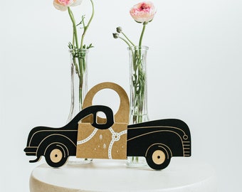 Retro car, chalkboard, wooden toy for kids, christmas gift