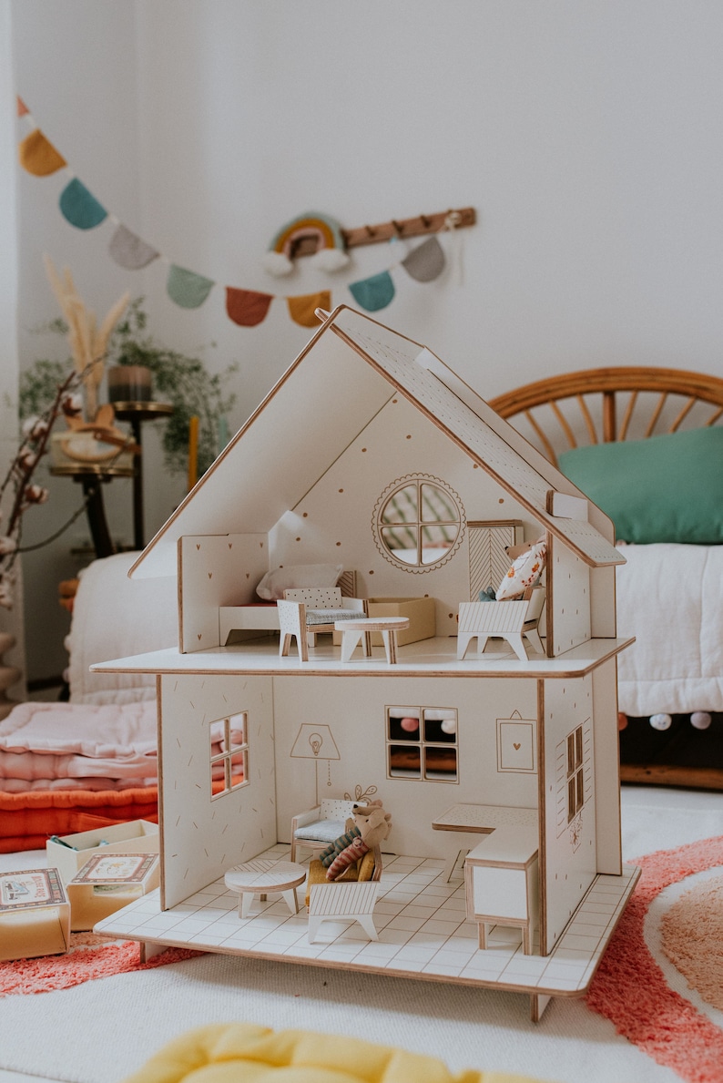 Wooden Dollhouse / Modern Dollhouse without Furniture Etsy