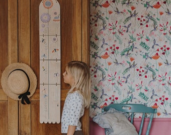 Wooden Height Chart, Growth Chart, Nursery, Kindergarden Decor, Wall decor, kid's room deco, back to school idea, family height chart
