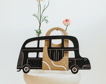 Retro Bus, chalkboard, wooden toy, christmas gift for kids