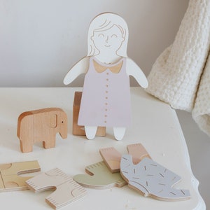 Magnetic Doll Emma with clothes, wooden toy image 5