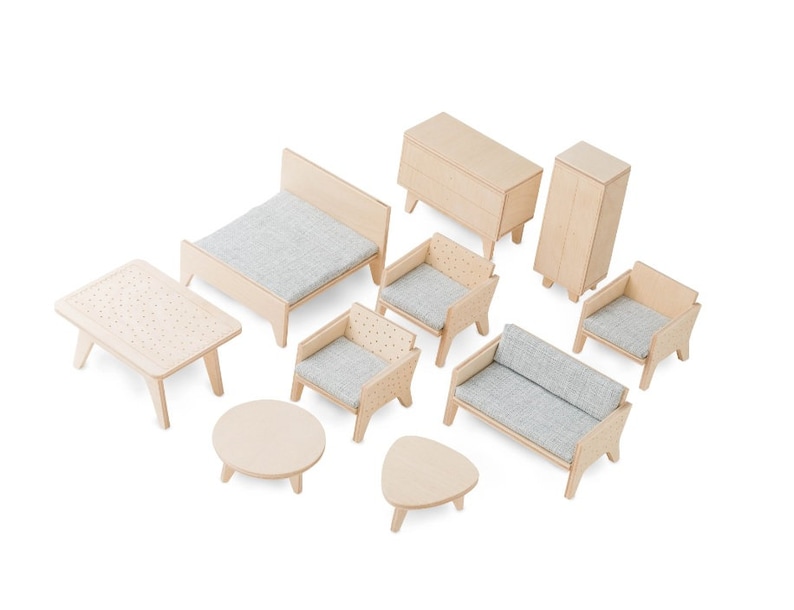 Wooden Dollhouse / Modern dollhouse / Big dollhouse / Furniture image 5