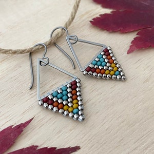 Fall Petite Triangle Bead Earrings