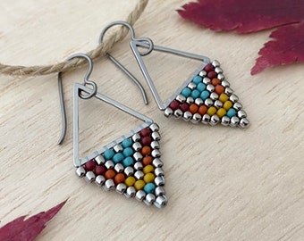 Fall Petite Triangle Bead Earrings