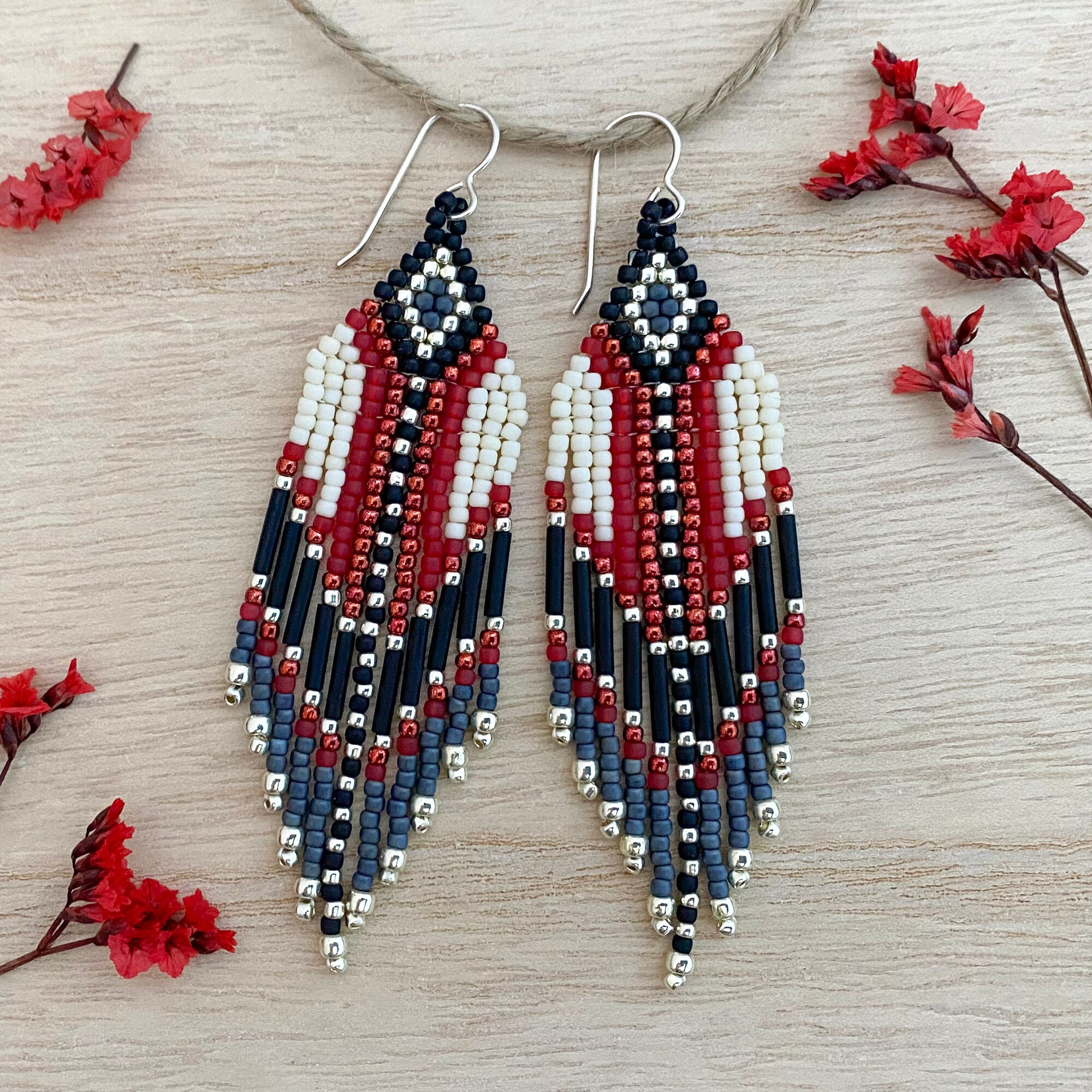 Red Beaded Fringe Earrings – Forged by Wilson