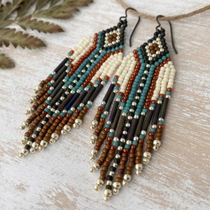 Western Browns Fringe Bead Earrings