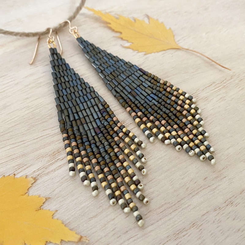 Earth Tone Bead Straight Dangle Earrings main image 1