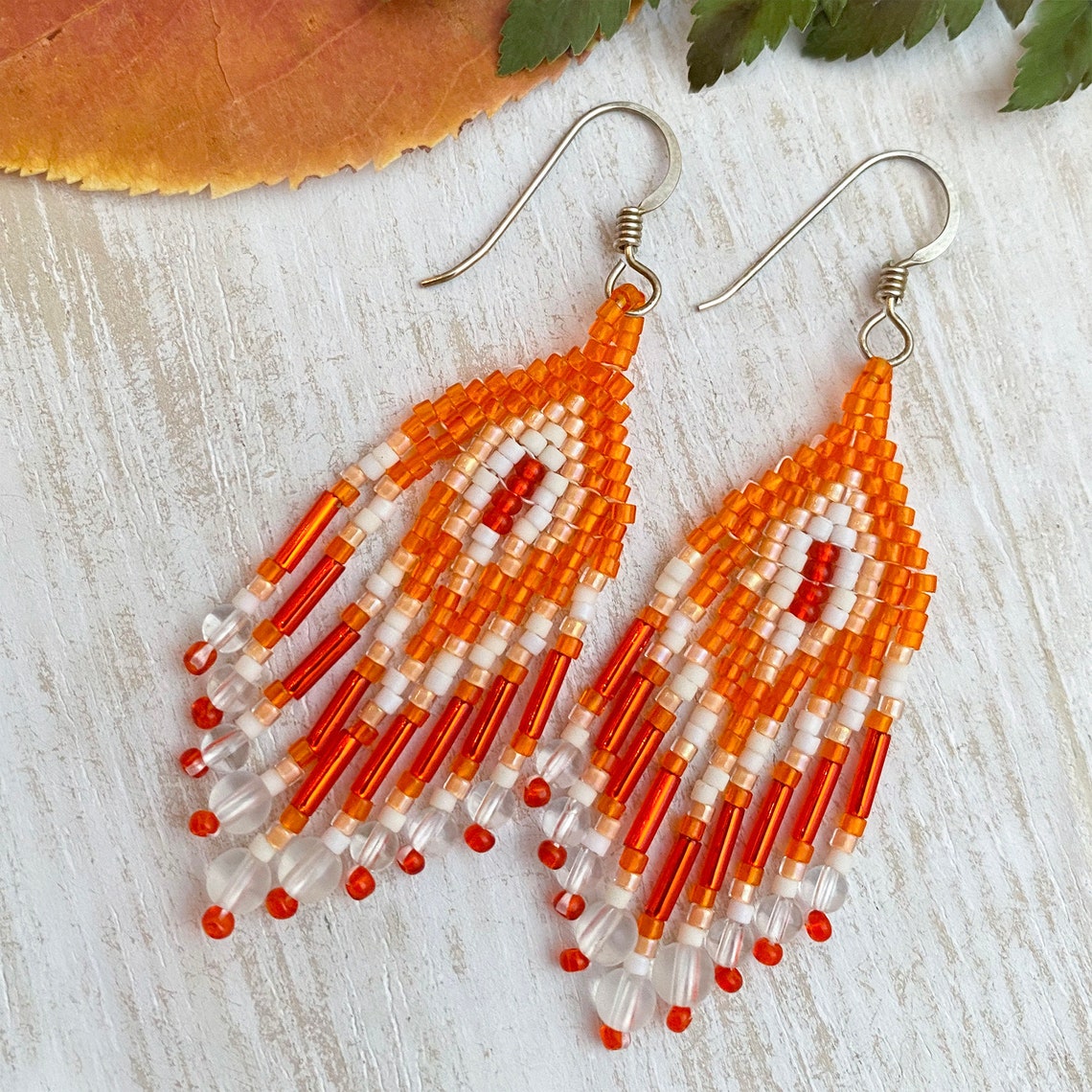 Orange Crush Fringe Bead Earrings Etsy