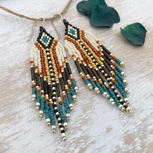 Western Gold Fringe Bead Earrings - Handmade Boho Jewelry