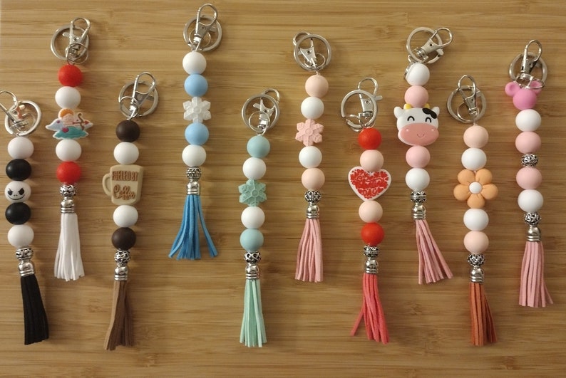 Silicone Keychain Silicone Bead Keychain Beaded Keychain Bridesmaid