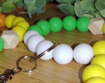Silicone Bead Wristlet Keychain: Custom Color Combos