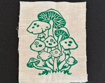mushrooms patch | 5" x 6" | block printed