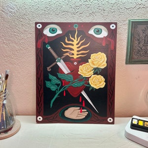 sacred heart painting | 11&quot;x14&quot; original acrylic painting
