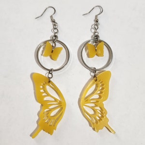 Yellow Butterfly Wing Earrings