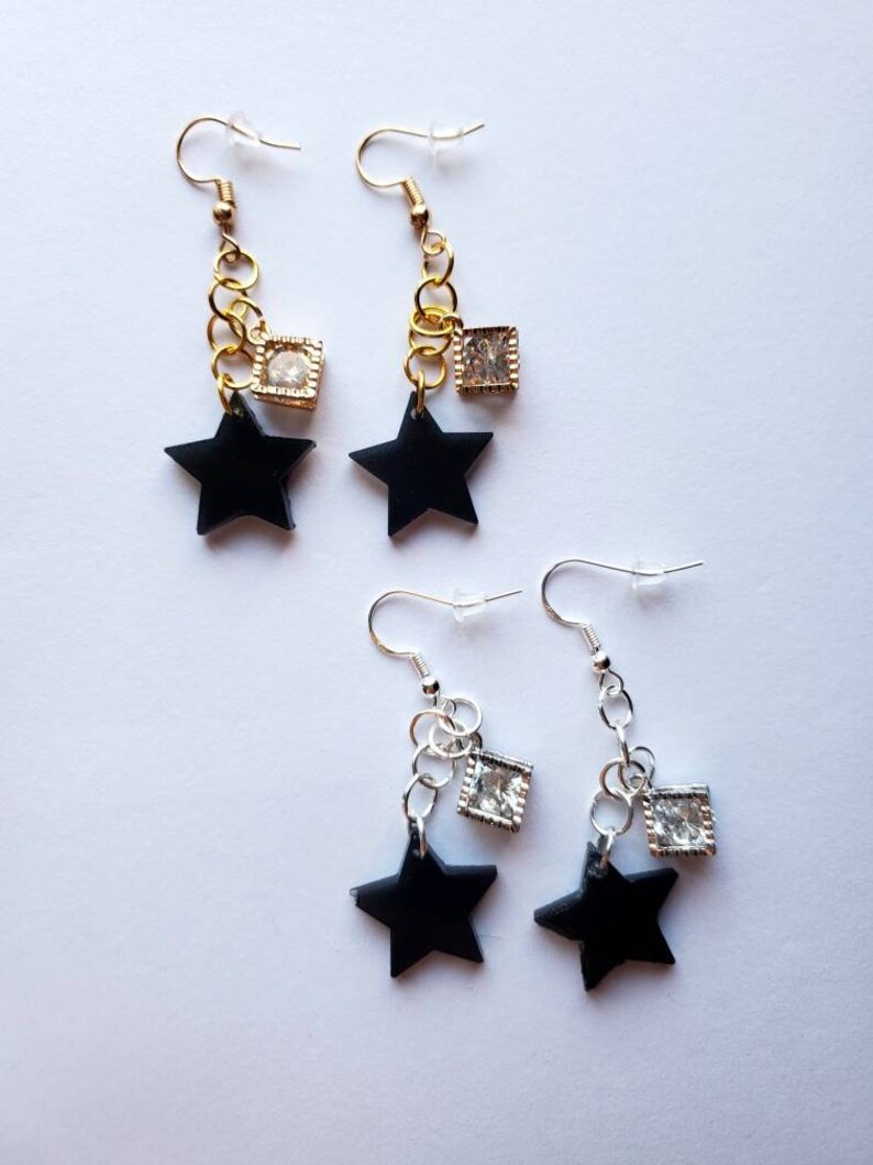 Black Star Charm Earrings