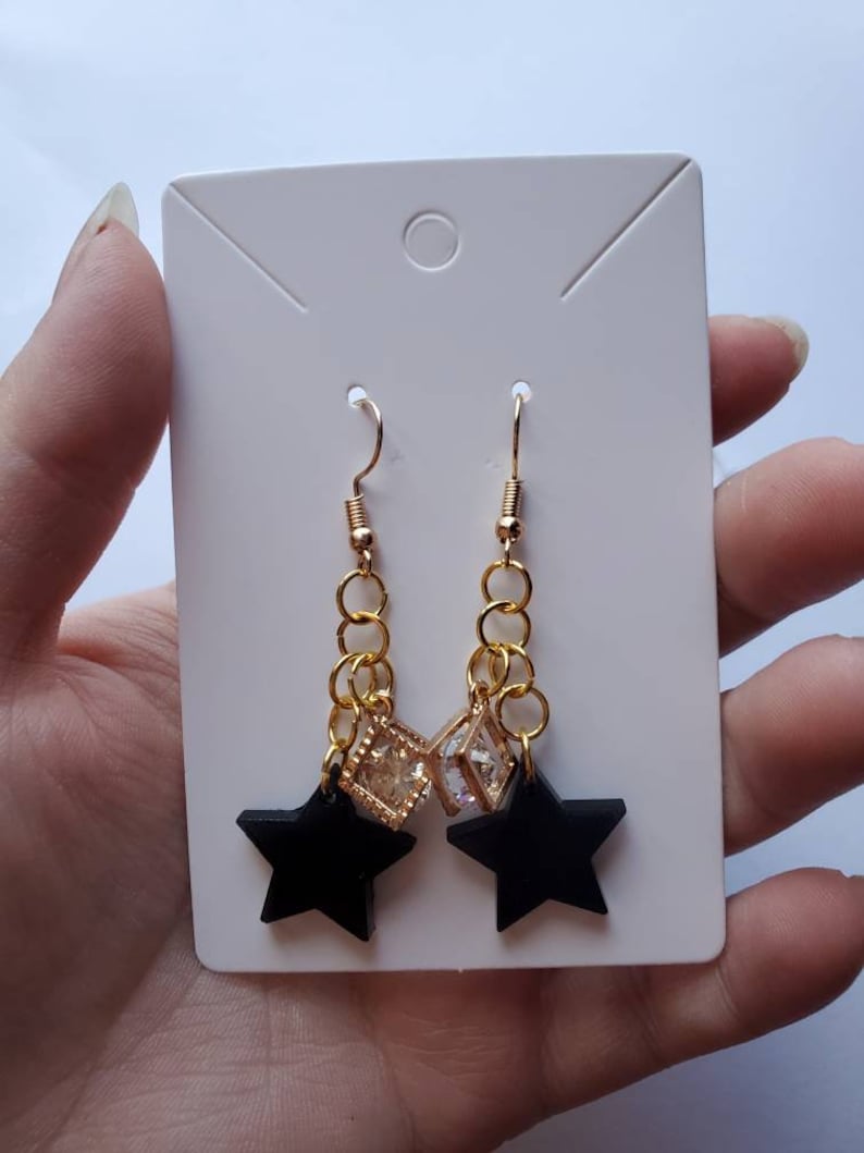 Black Star Charm Earrings