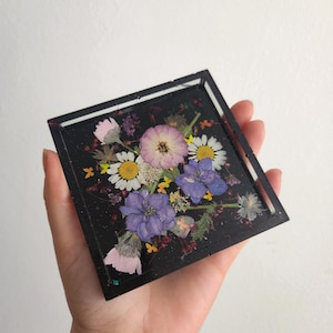 Black Floral Resin Coaster