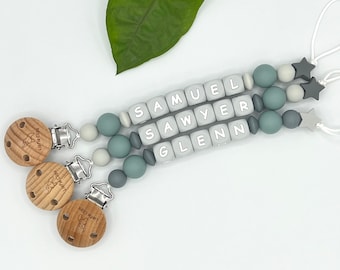 Pacifier Clip Personalized, Pacifier Clip With Name Silicone, Personalized Pacifier Clip Girl, Pacifier Clip Boy, Pacifier Clip Gray