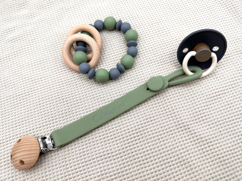 Pacifier Clip, Pacifier Holder, Personalized Pacifier Clip, Engraved Baby Gift, Full Silicone Pacifier Clip, Pacifier Holder for Daycare image 5