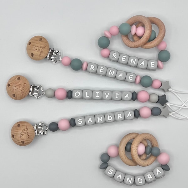 Baby Shower Gift, Pacifier Clip Personalized, Pacifier Clip With Name Silicone, Newborn Gift, Pacifier Clip Pink