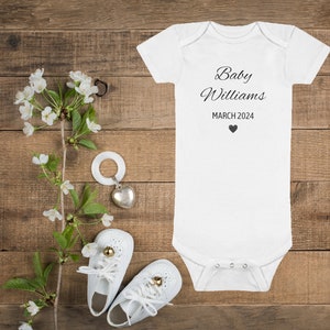 Baby Announcement Onesie®, Pregnancy Announcement Onesie®, Baby Announcement Ideas, Custom Baby Onesie®, Personalized Baby Announcement image 1