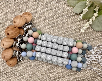 Personalized Silicone Pacifier Clip & Rattle Set: Newborn Gift