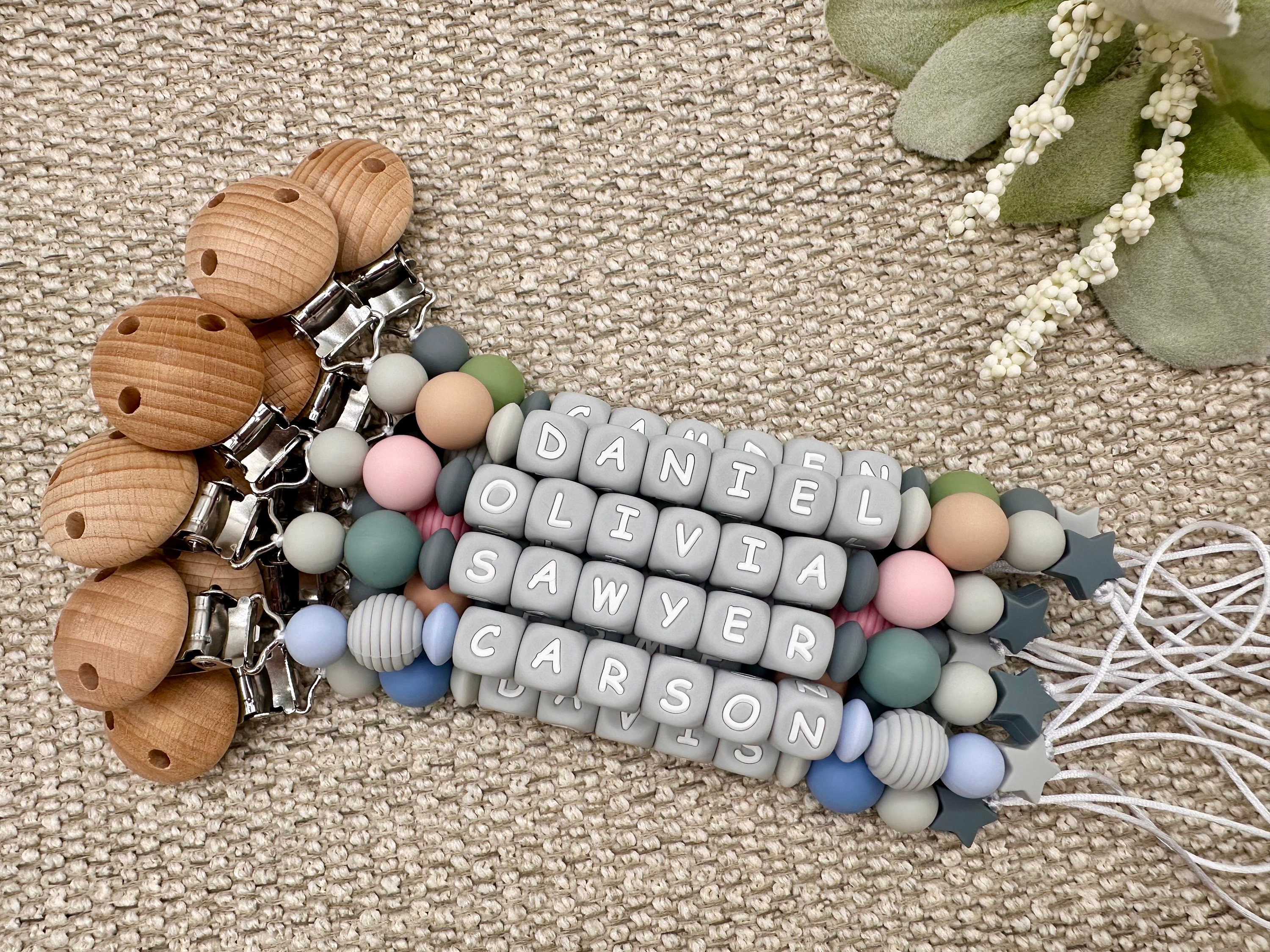 Personalized Silicone Pacifier Clip & Rattle Set Newborn Gift